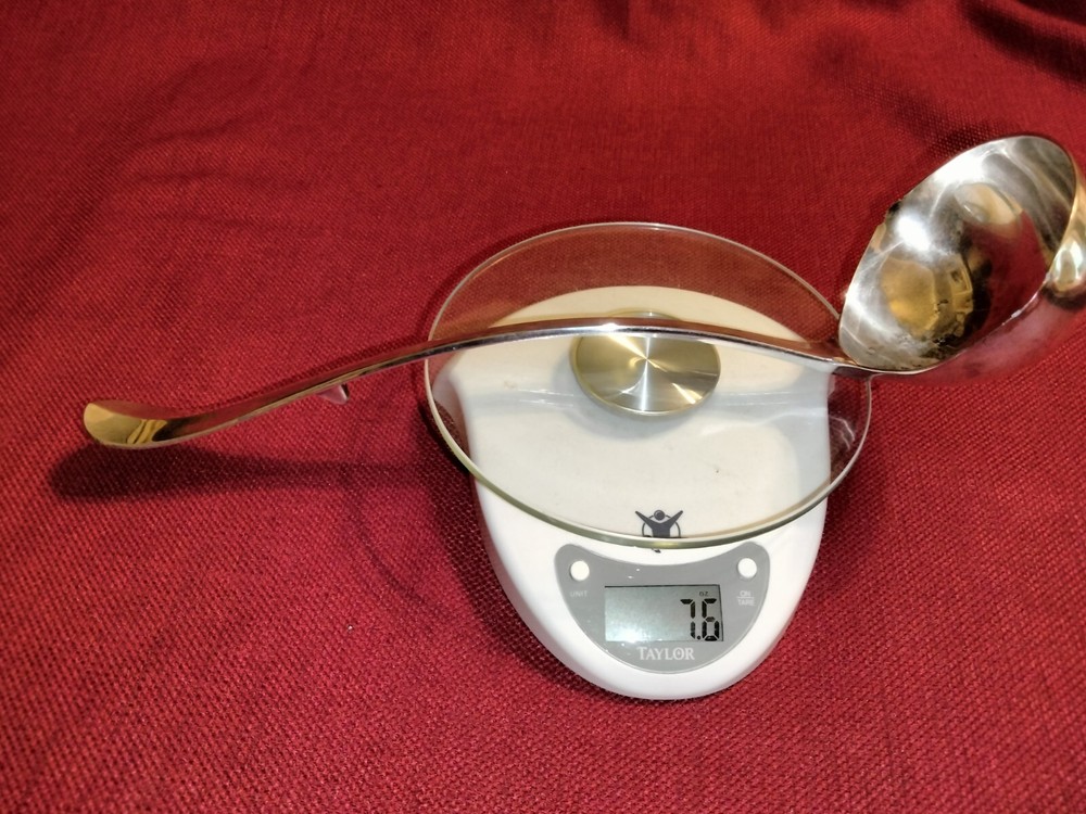Silverplate punch drink serving ladle, 13" & holds 3/4 cup, made Italy good cond