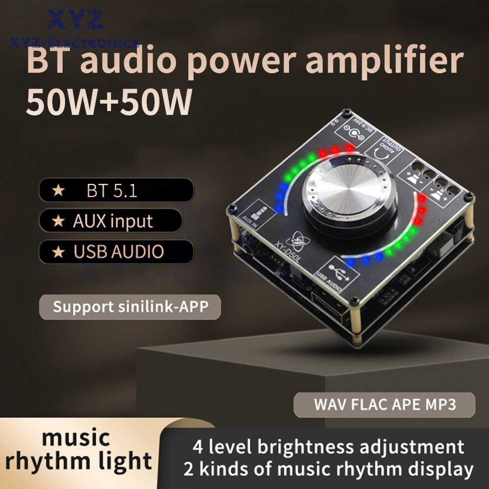 D50L Stereo Bluetooth 5.1 Audio Digital Power Amplifier Board Light APP Control