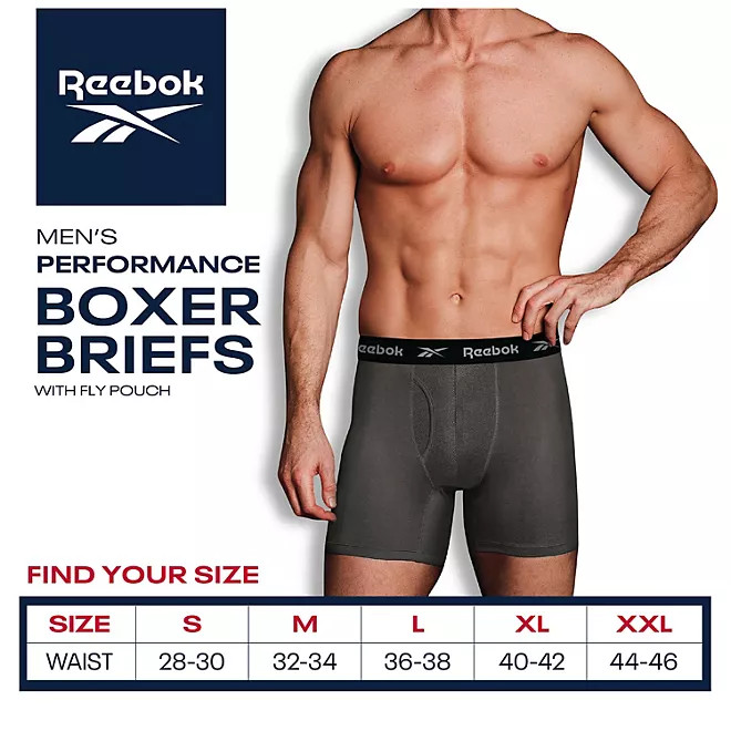 Reebok® Men's Speedwick Performance Training Boxer Briefs 4 Pack " STRETCH "