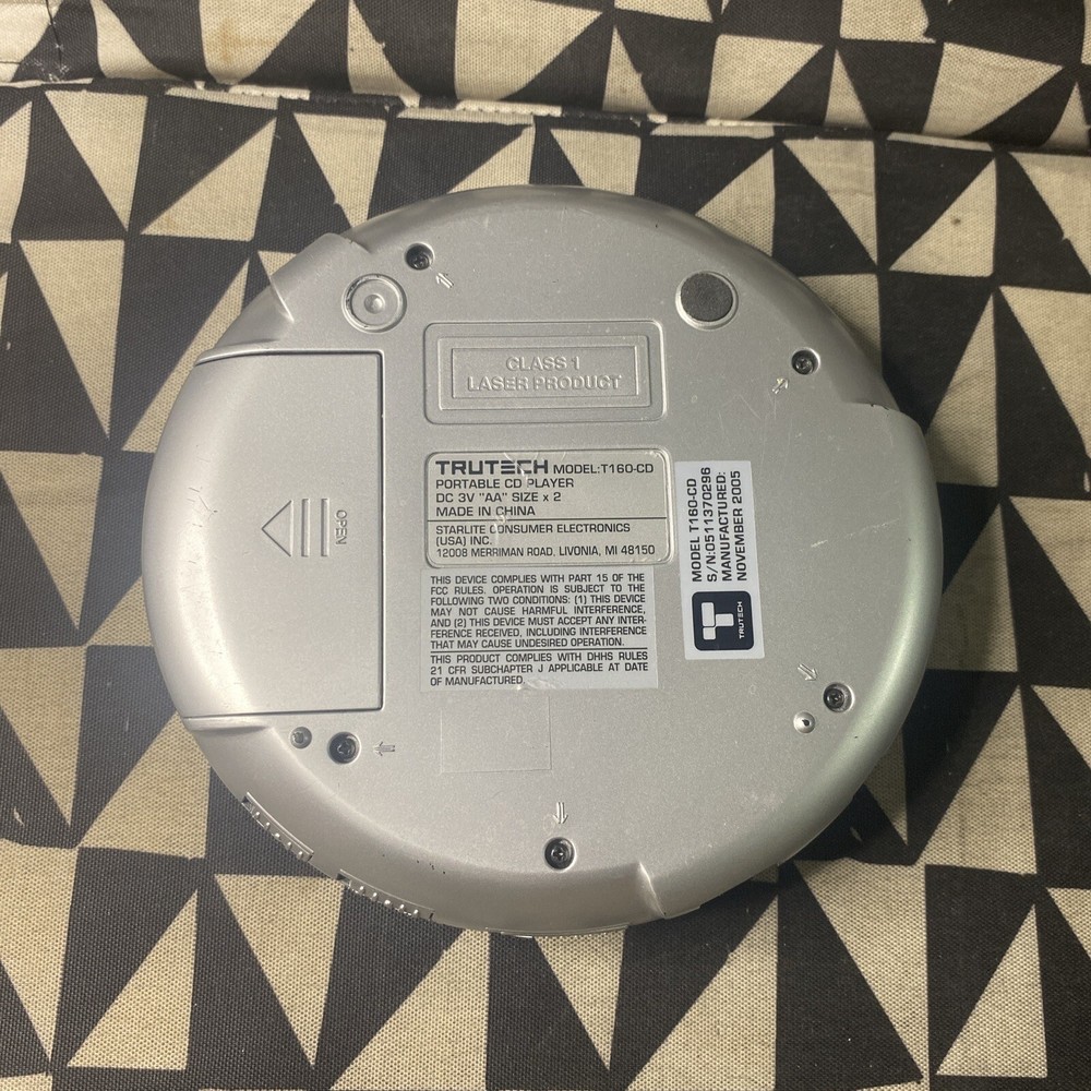 Portable CD Player Trutech Tru-Tech Model T160-CD Silver - Read Description