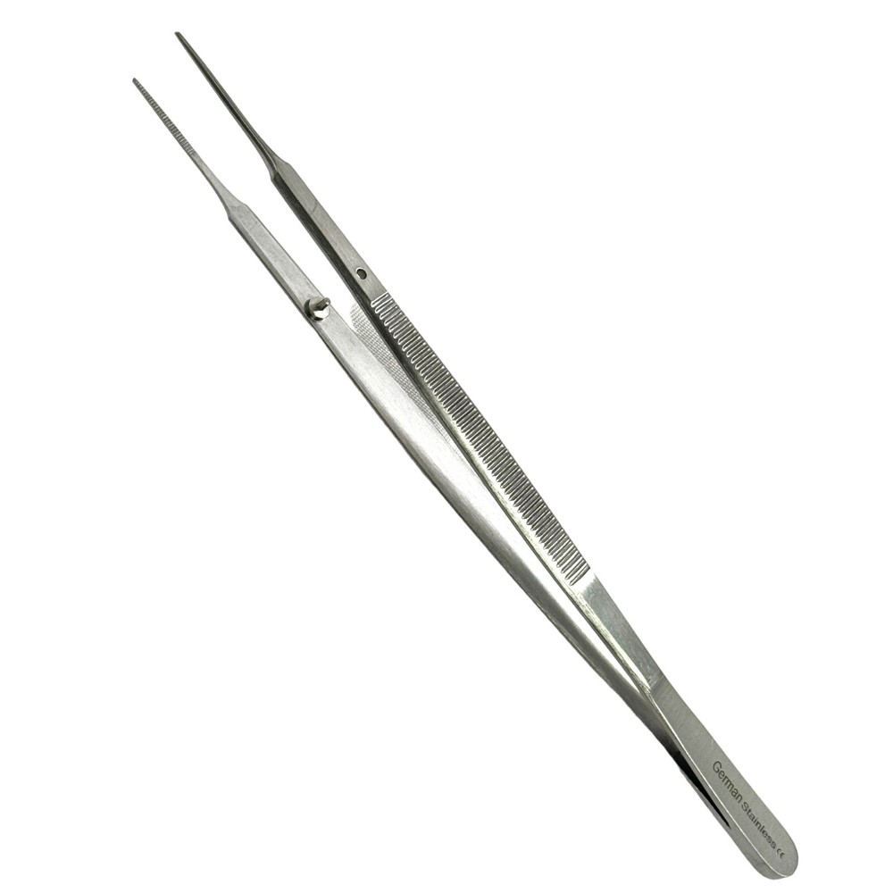 Gerald Forceps Serrated with Delicate Tips and Guide Pin Tissue Grasping Forceps