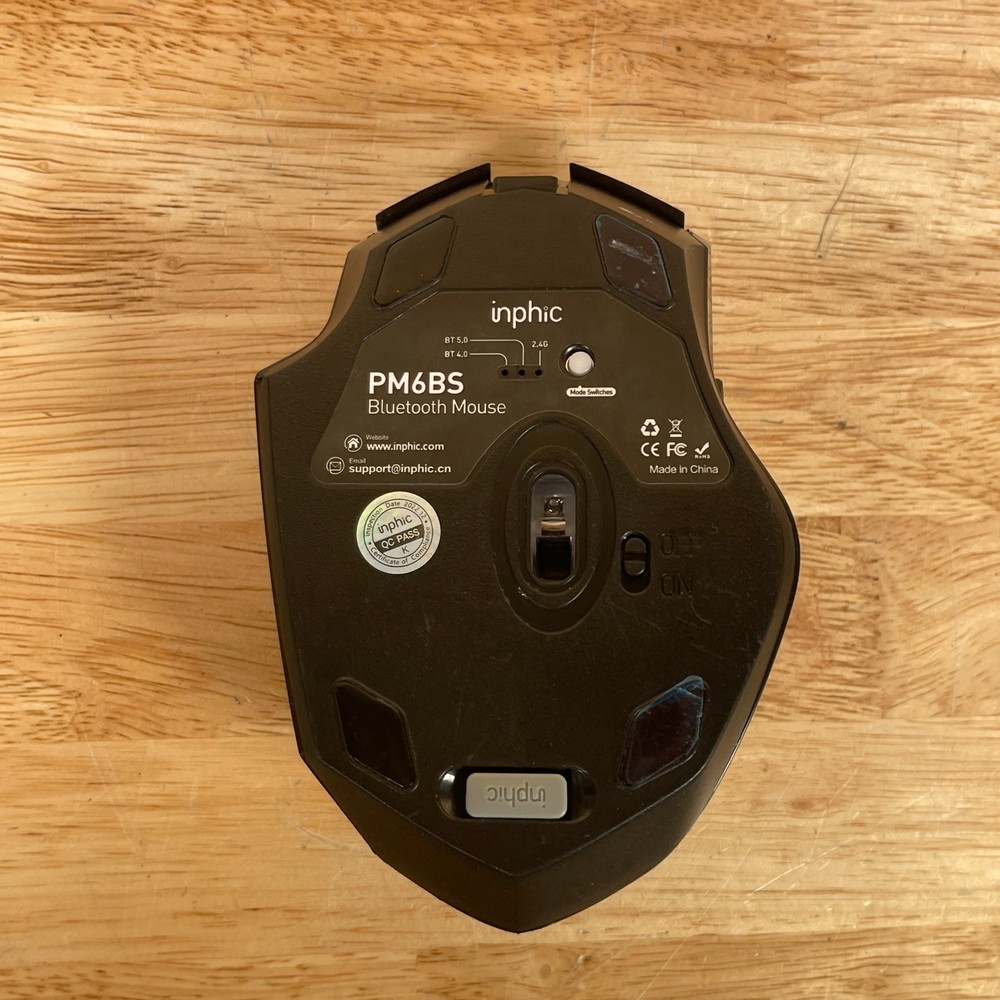 Inphic PM6BS Black Wireless Bluetooth Rechargeable Optical Mouse For PC & Mac
