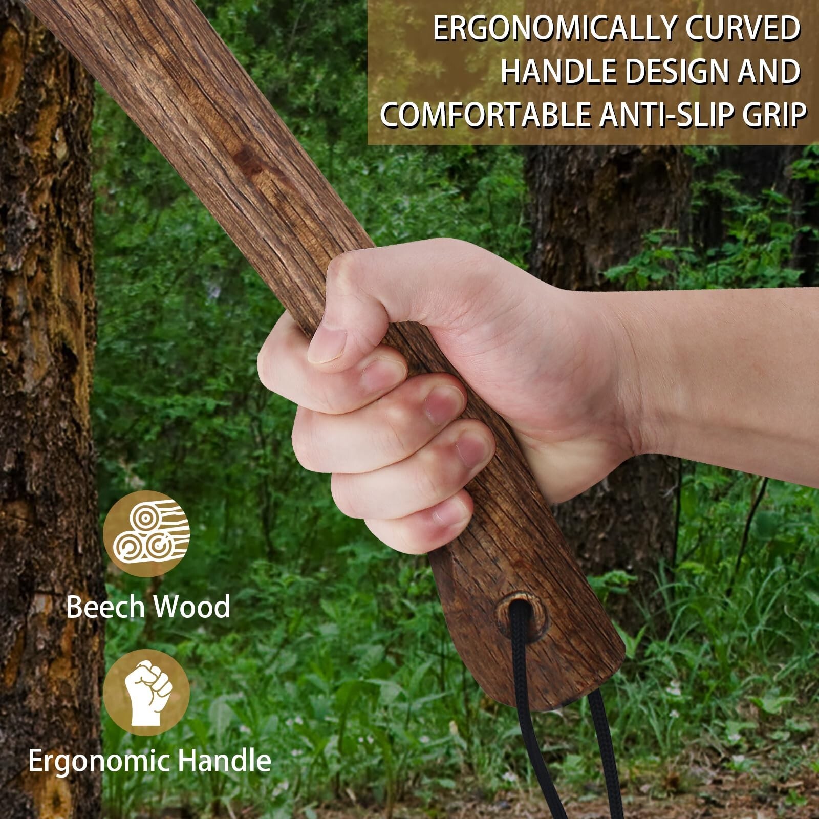 14.4" Hatchet, Camping Hatchet, Hand Forged Axe with Sheath, Bushcraft Axe wi...