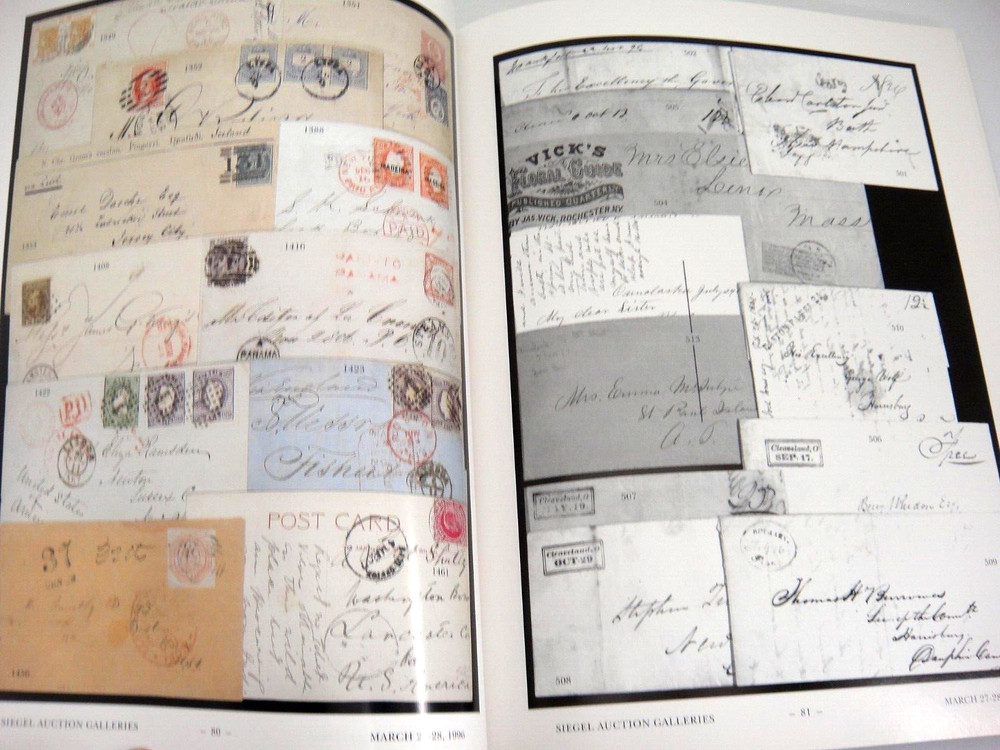 Siegel Auction Catalog w Prices Realized To & From Covers Cutts Collection 1996
