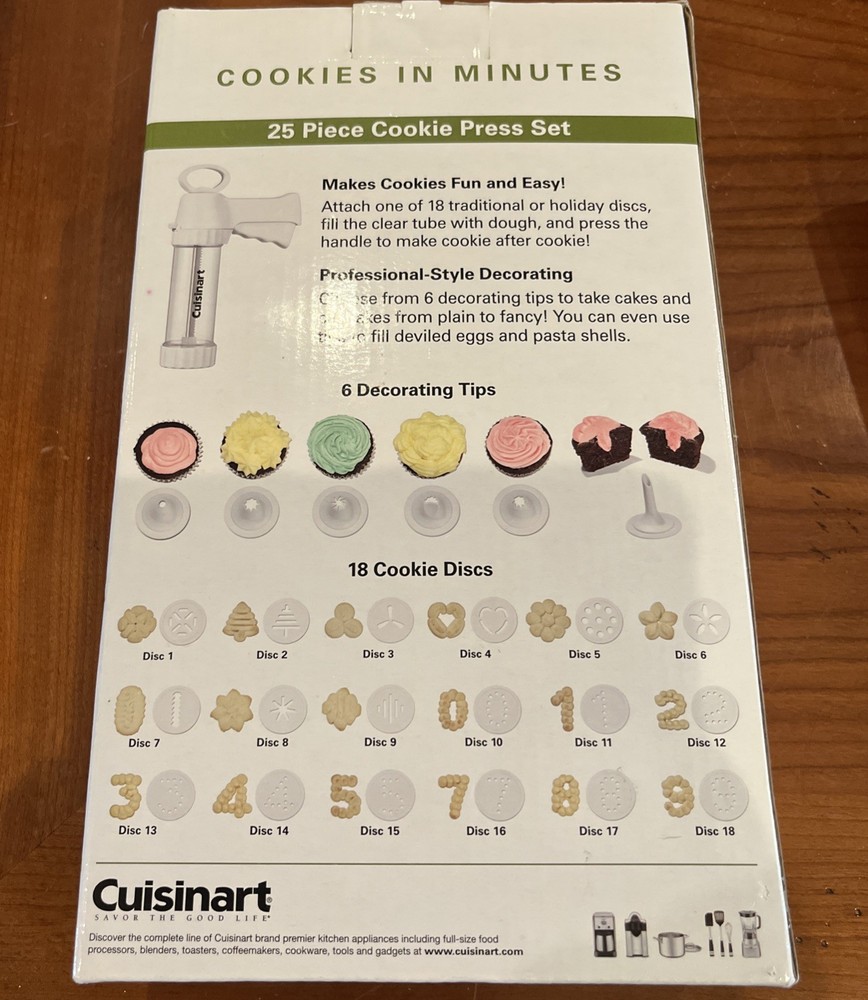 Cuisinart 25 Piece Cookie Press Set New In Box