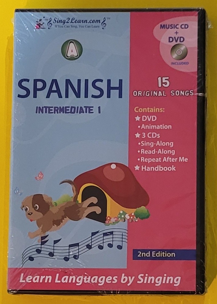 Sing2Learn, Language Learning, Spanish-Intermediate 1 CD/DVD Set- New/Sealed.