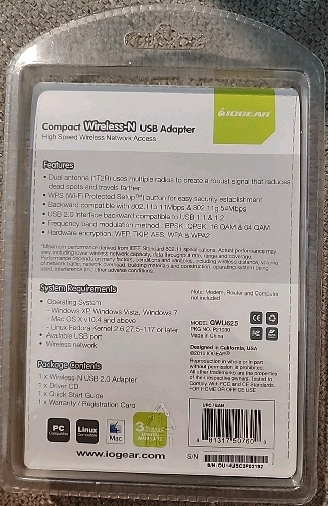 Iogear Compact Wireless-N USB Adapter