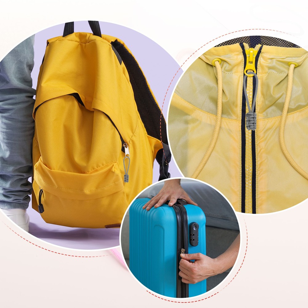 Zipper Pull Replacement [12PCS] - Extender Woven Rope Zipper Heads - [Gray]