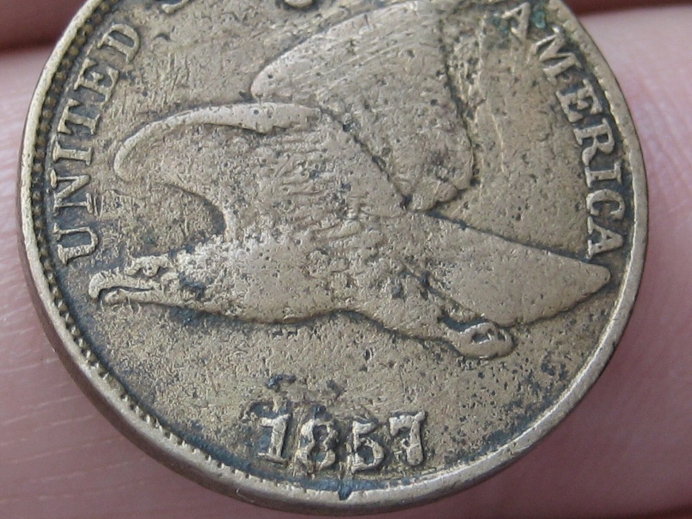 1857 Flying Eagle Penny One Cent- Fine/VF Details
