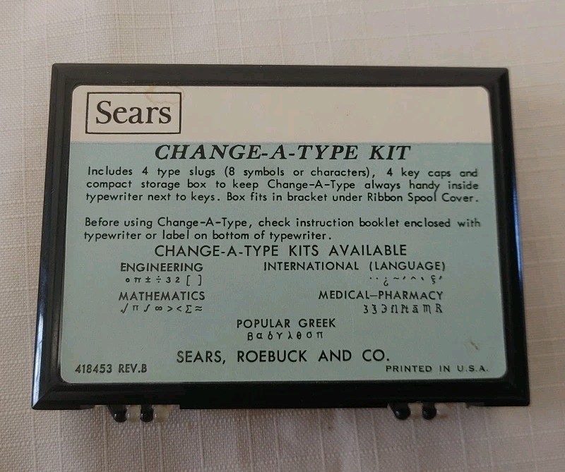 Sears CHANGE-A-TYPE MATHEMATICS KIT
