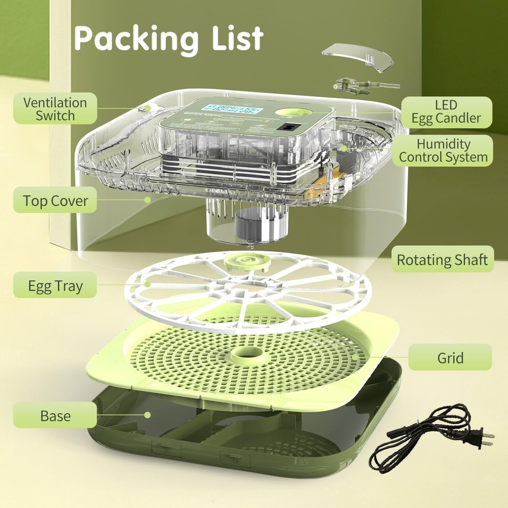 HOWOOlUA 56 Egg Incubator for Hatching Eggs with Auto Turn, Temp & Humidity C...