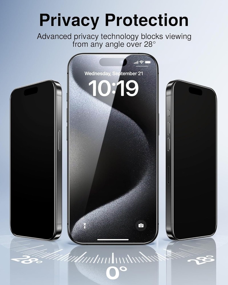 SMARTDEVIL 2 Pack for iPhone 15 Pro Privacy Screen Protector, Military Grade Sha