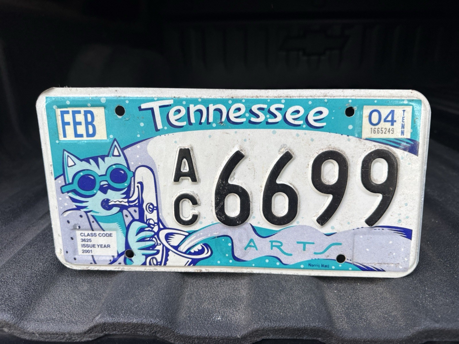 Tennessee Arts License Plate AC6699 Collectible Souvenir 2001 2005 Specialty