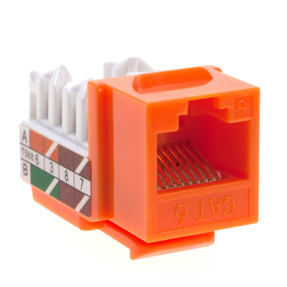 Cat6 Orange Keystone Jack 45 Degree Punch Down Network Connector Multi-Pack LOT