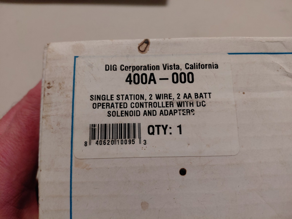 Dig 400A-000 Battery Powered Irrigation Controller With Solenoid & Adapters