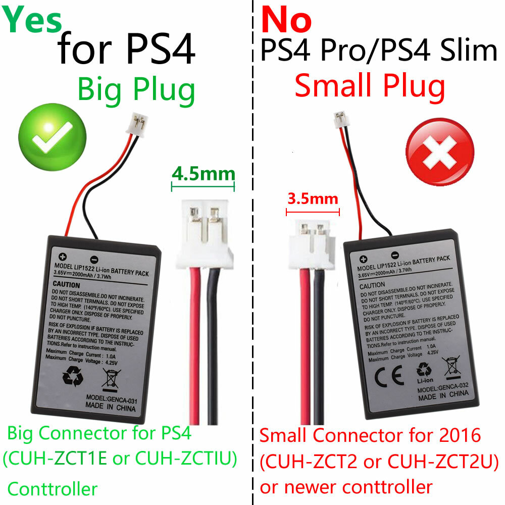 2X Replacement Battery For Sony Playstation 4 PS4 Wireless Controller - LIP1522