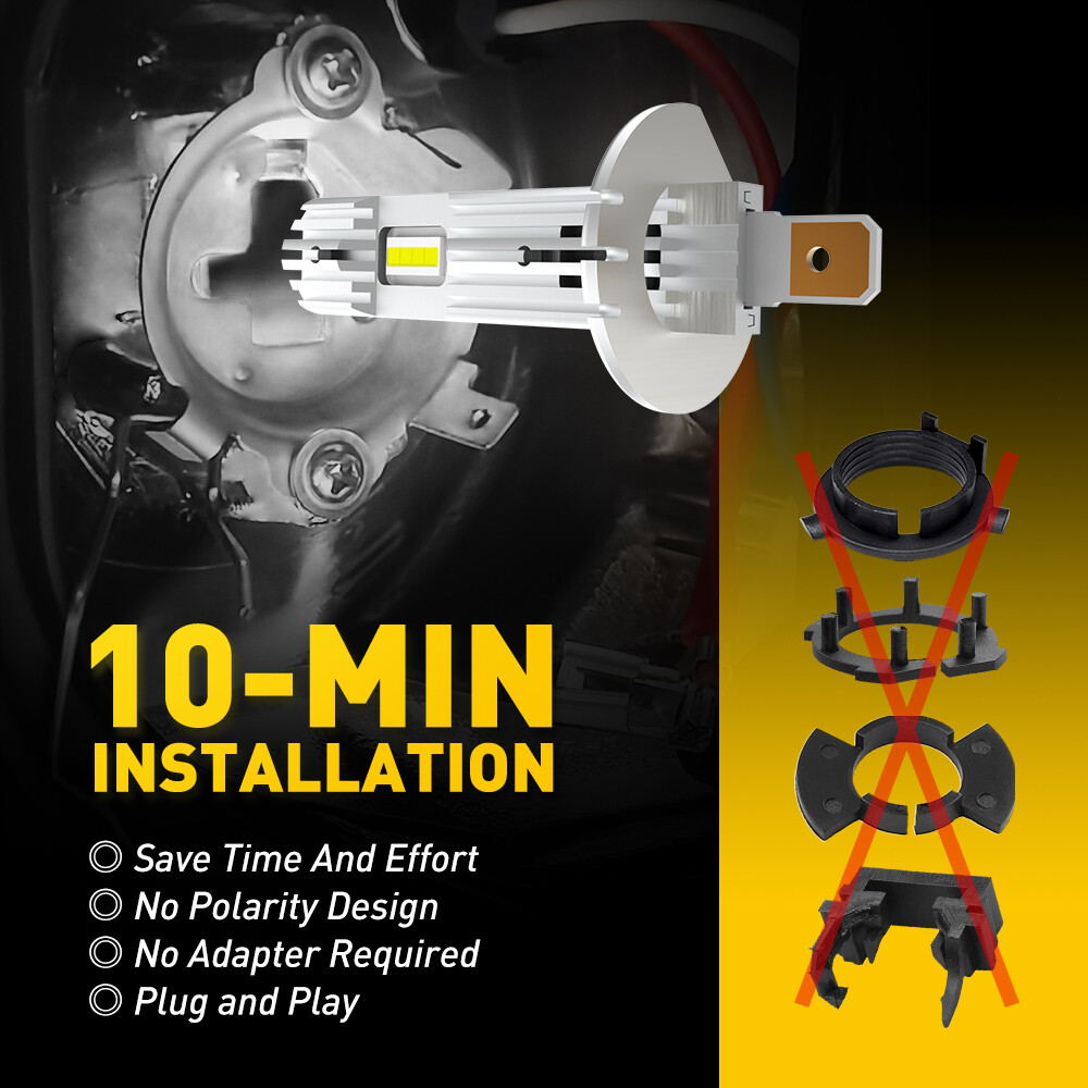 AUXITO H1 LED Headlight Bulb Conversion Kit High Low Beam Lamp 6500K Super White