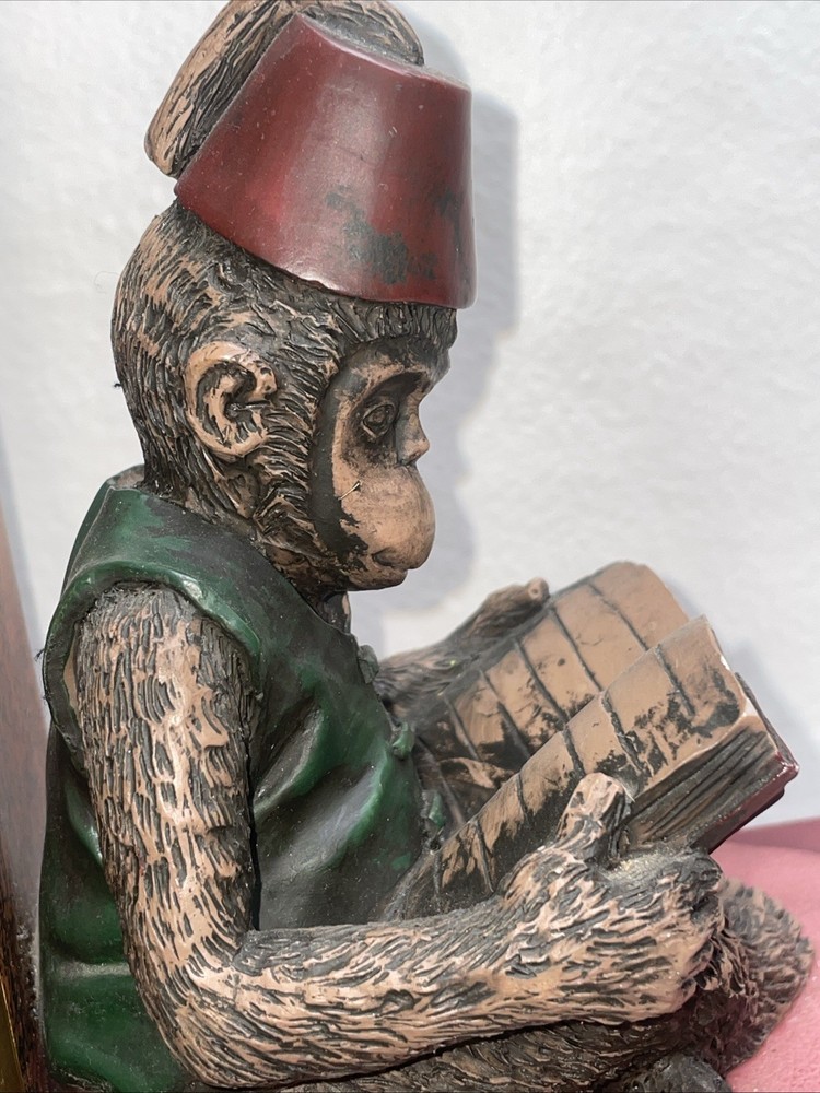 Vintage Monkey In A Fez Hat Bookend