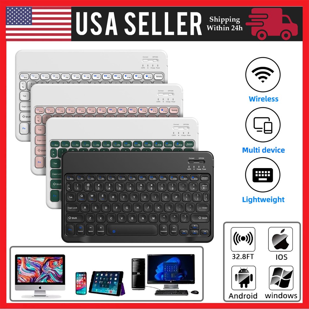 Wireless Bluetooth Keyboard For Windows Android iOS PC Phone Tablet Universal US