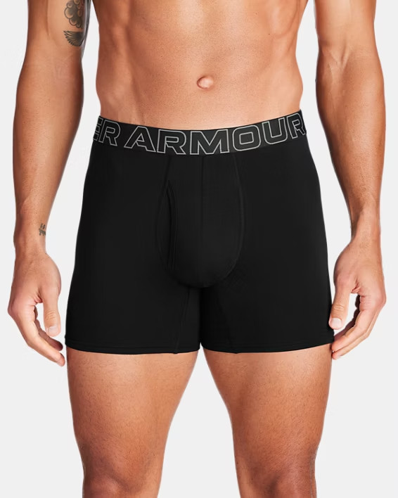 Under Armour UA 3 Pack Performance Tech 6" Boxerjock Three Boxer Briefs Black