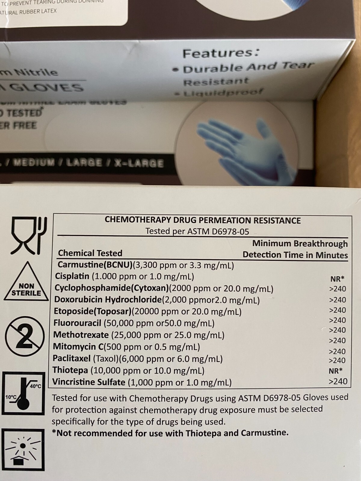 1000 Med Plus© Nitrile Exam Gloves Chemo-Rated (Powder Free Vinyl Latex) Medical