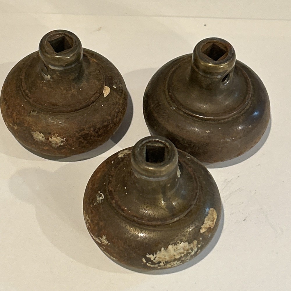Pair Antique Brown Marble Swirl Porcelain Door Knobs + 7 Bonus Knobs **READ