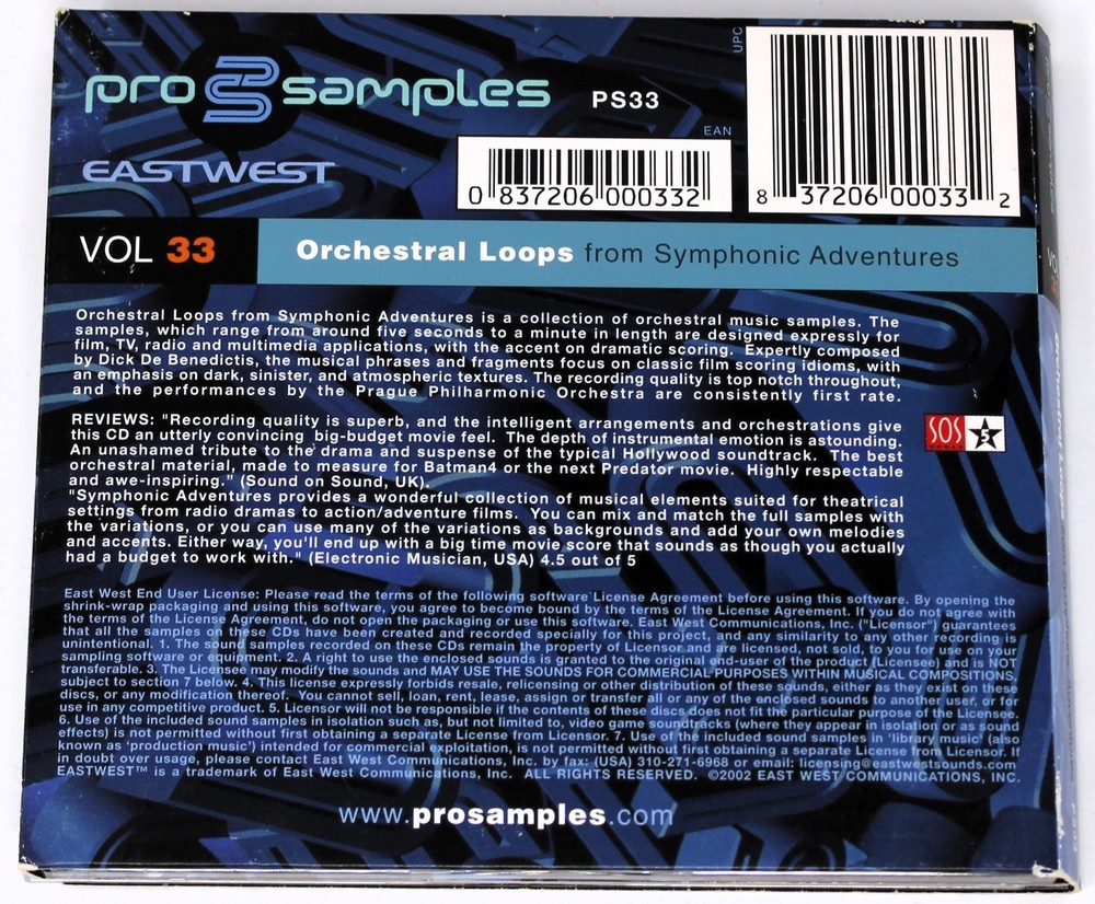 East West Pro Samples 33 Orchestral Loops Sample/Sound Library/Sampling CD