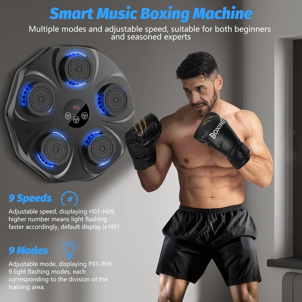 Interactive Music Boxing Machine with Gloves – Wall-Mounted, 9 Modes & Bluetooth