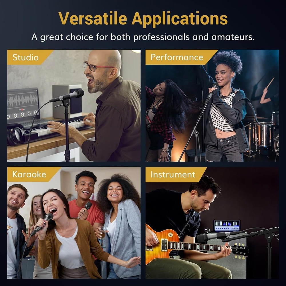 Durable Dynamic Microphone with Hypercardioid Pattern for Crystal-Clear Sound