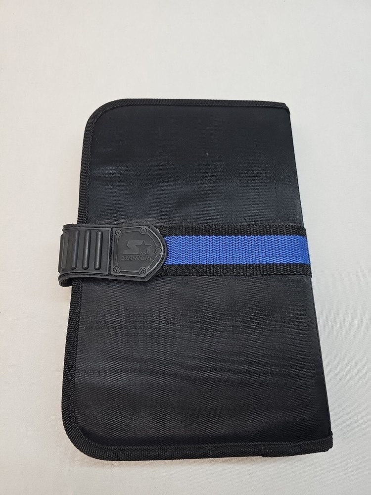 Starter 2001 Wirebound 3 Sub Notebook Folio Nylon Hook Loop Closure BLACK/BLUE