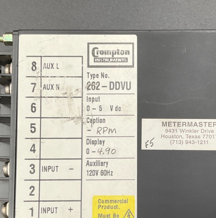 Crompton Instruments 262-DDVU 0-5 VDC Input Digital Panel Meter 262DDVU