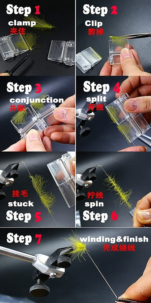 4pcs(3 Size) Feather Magic Clips Set Fly Tying Super Dubbing Tools Table Clip
