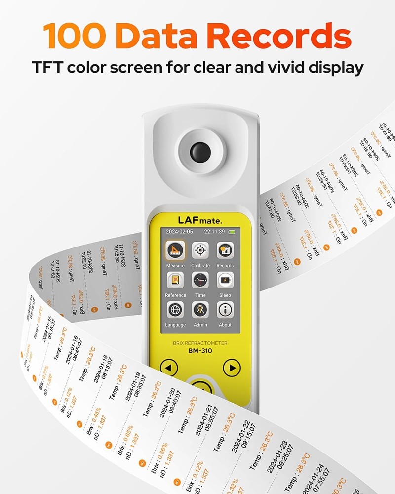Rechargeable Refractometer with Automatic Temperature Compensation for Samples