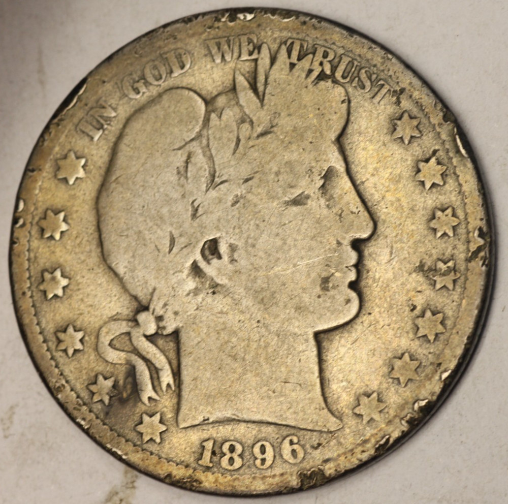 1896 S Barber Silver Half Dollar 50C