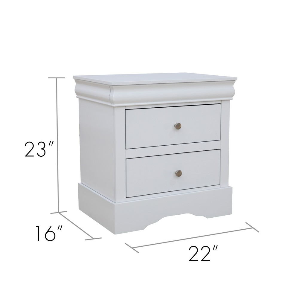 Fully Assembled 2-Drawer Nightstand, Solid Wood Bedside Table