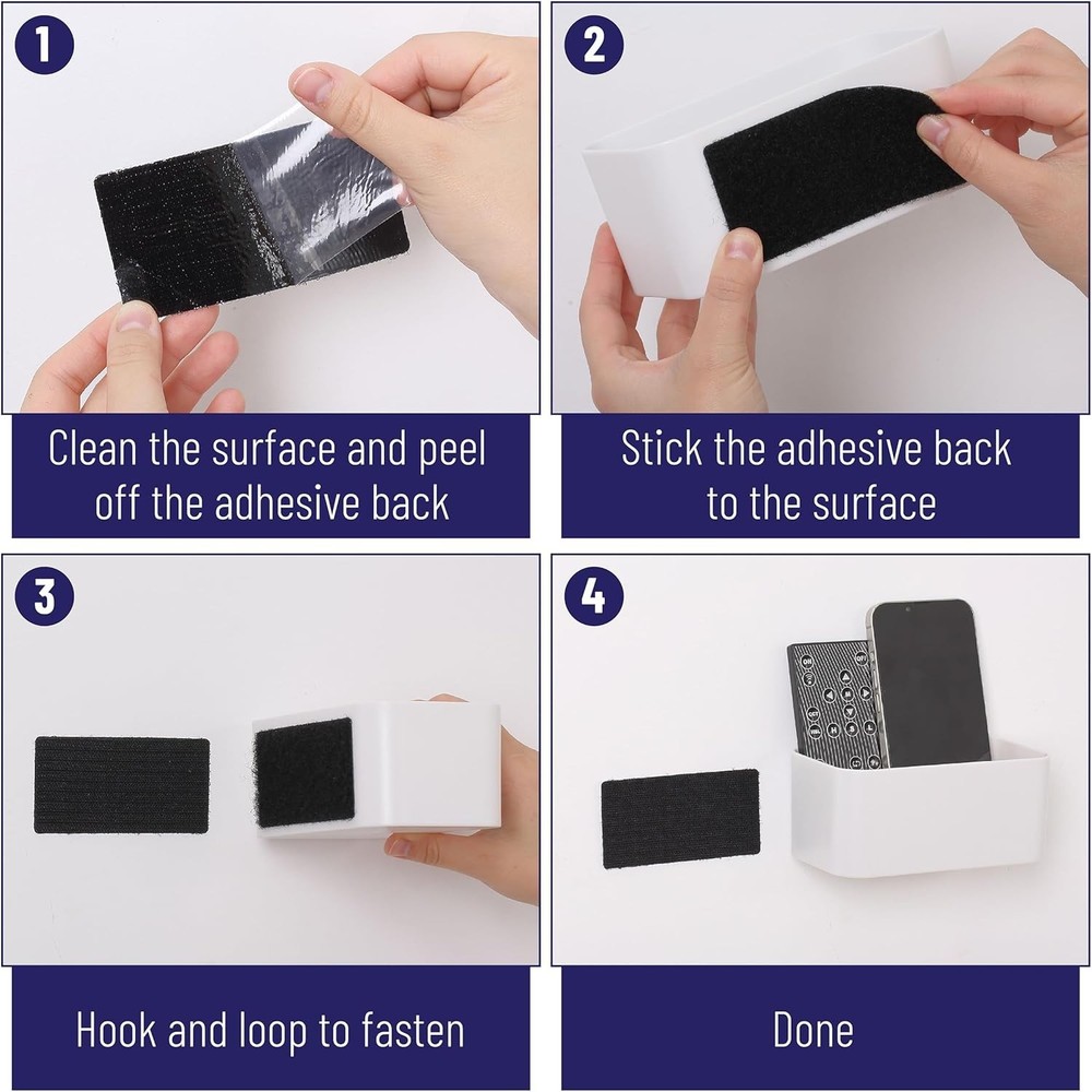 Versatile 20-Piece 4" x 2" Hook & Loop Strips - Durable Adhesive for Home Use