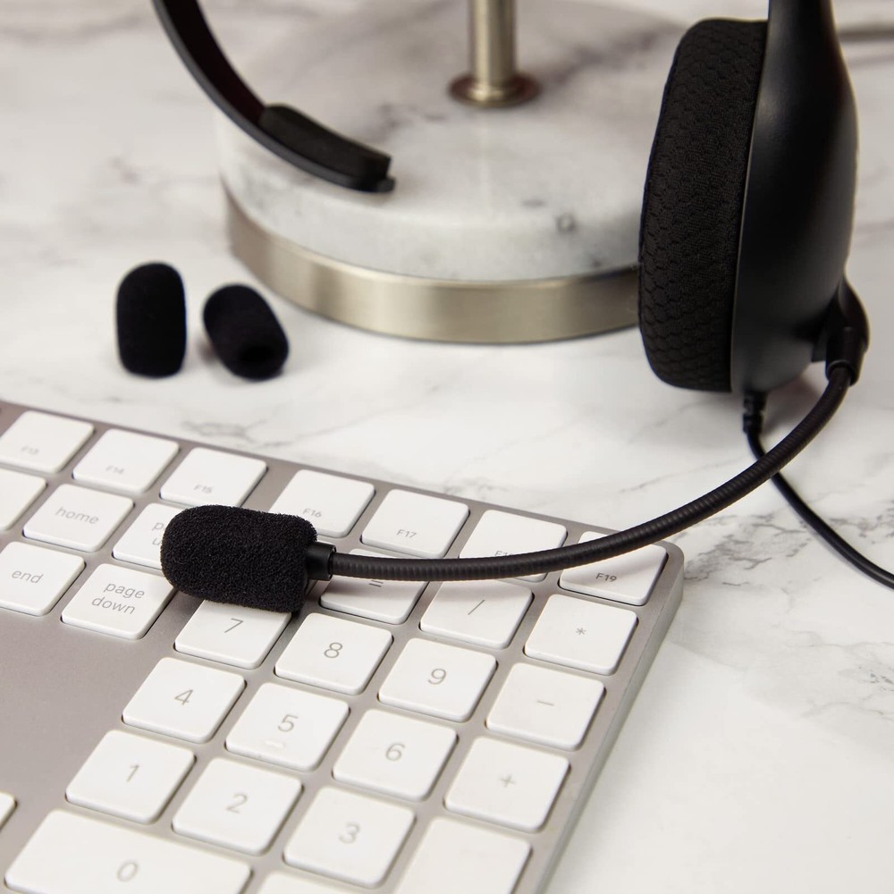 24 Pack Mini Foam Windscreen for Headset Microphone Black