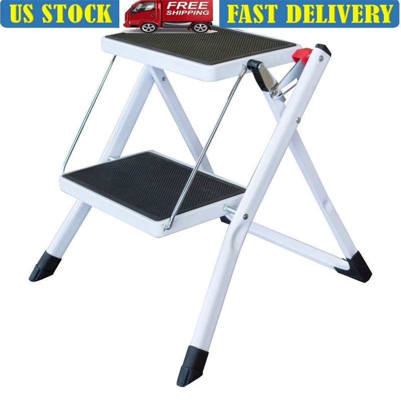 Two Step Mini Step Ladder Folding Utility Stool Compact Design Home Use