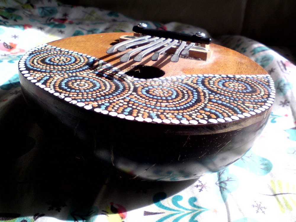 Handheld finger piano (kalimba). Hand-made