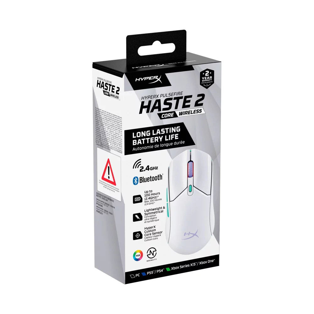 HyperX Pulsefire Haste 2 Core Wireless Gaming Mouse for PC - White