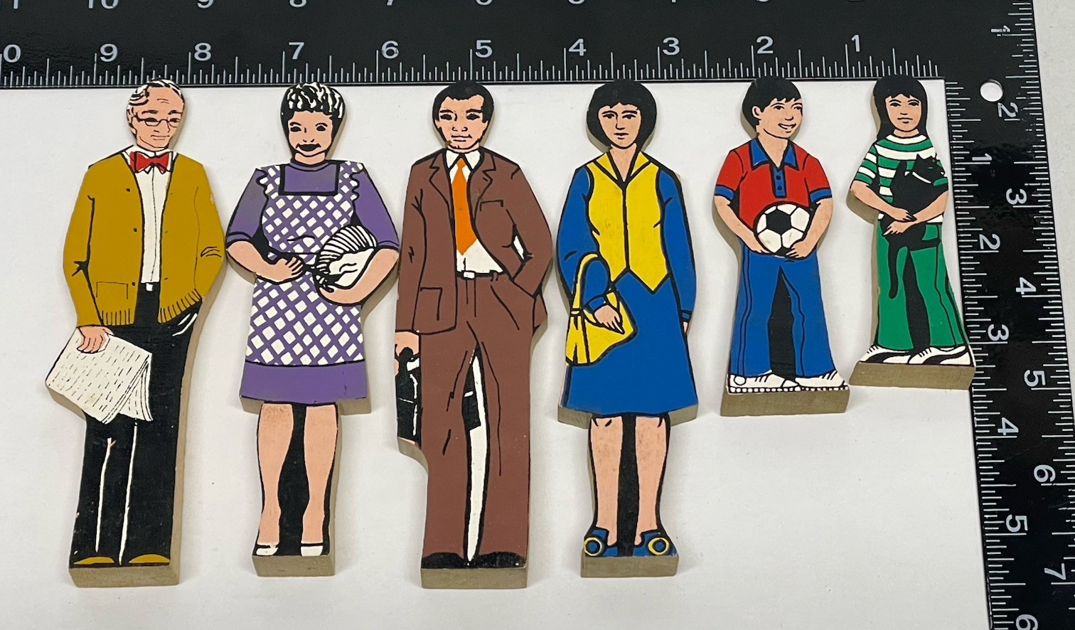 Vtg Guidecraft Wooden Wedgie American Family Play Figures RARE COMPLETE FAMILY