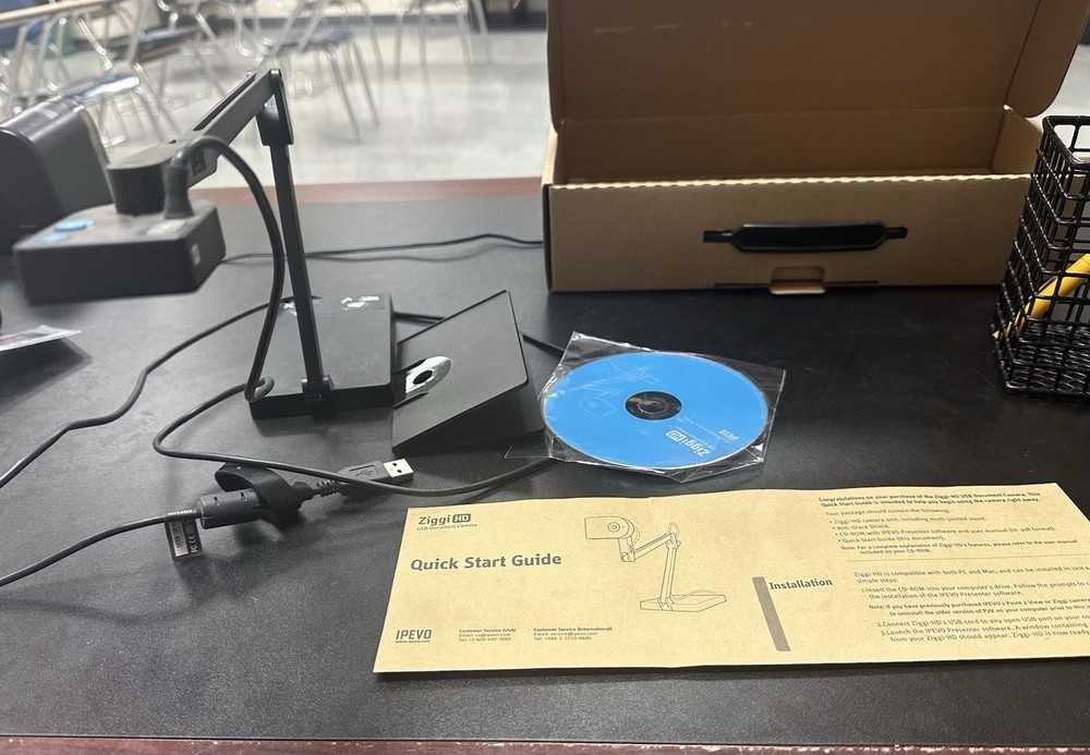 IPEVO Ziggi HD USB Document Camera with Quick Start Guide & Software CD