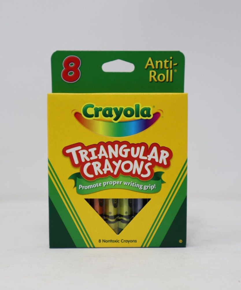 Crayola Anti-Roll Triangular Crayons, 8 Classic Colors