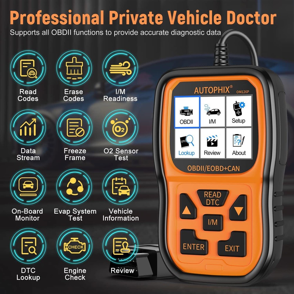 Autophix OM126P Check Engine Light Code Reader Car Scanner OBD2 Diagnostic Tool