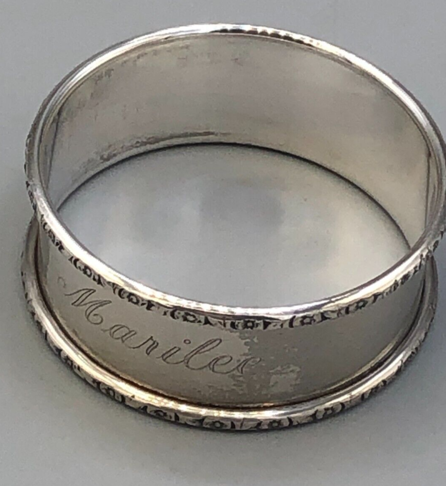 Webster Sterling Silver Napkin Ring 3/4" wide, engraved Mariles