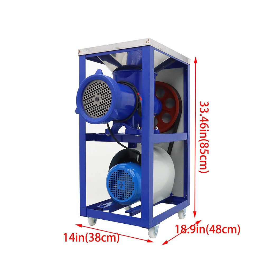 Commercial Electric Bone Crusher & Meat Grinder 220V Movable Feed Processer