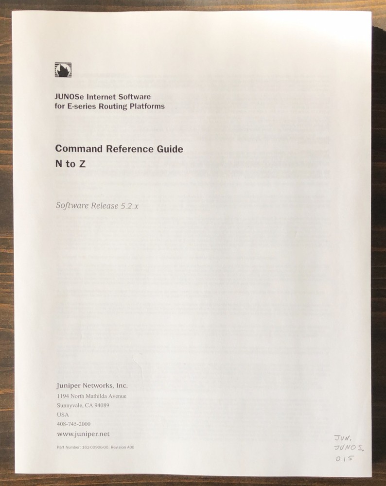 Juniper Networks - Command Reference Guide N to Z (2004)