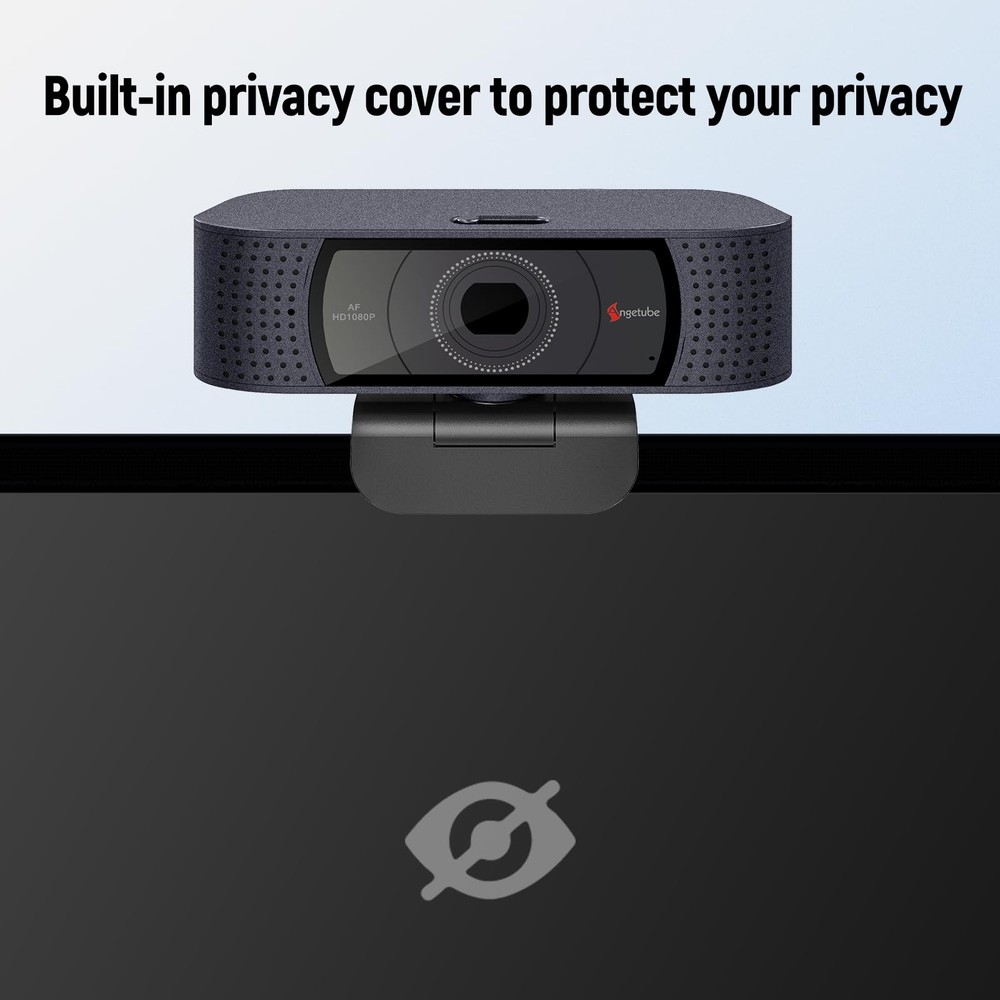 1080P HD Webcam with Microphone, Computer Camera, 2 Mics, USB Type-A & A-to-C...