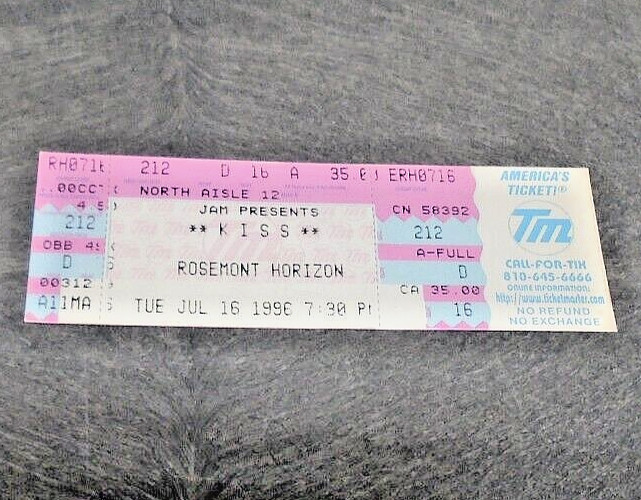 1996 KISS CONCERT TICKET ROSEMONT HORIZON CHICAGO GOOD CONDITION REUNION TOUR