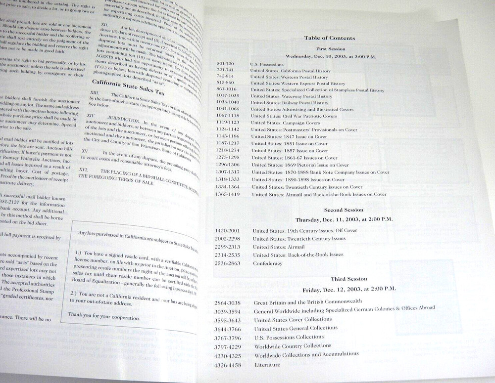 Schuyler Rumsey Stamp Auction Catalog 2003 Stampless Covers Confederate